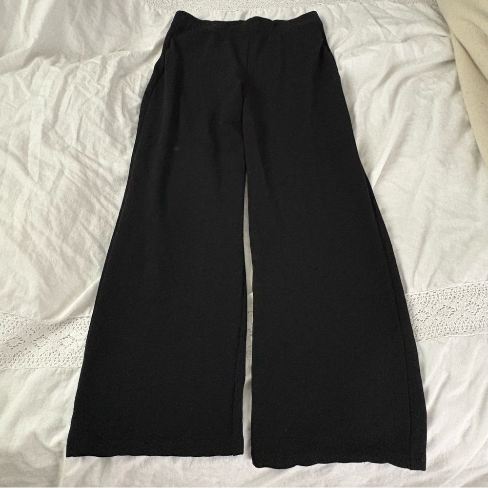 Woolx Ellie Black Merino Pants Straight Leg Women Medium Wool